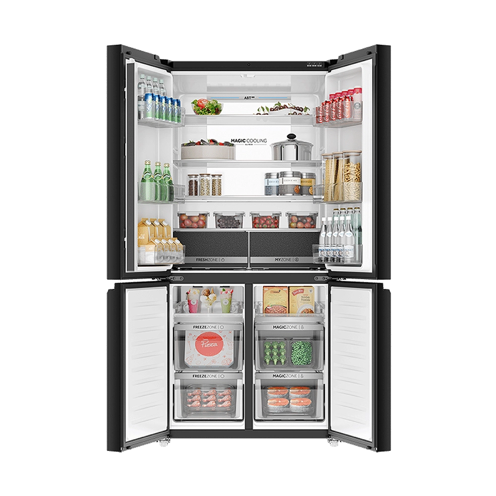 Haier 630L Black Glass 4-door Convertible Refrigerator